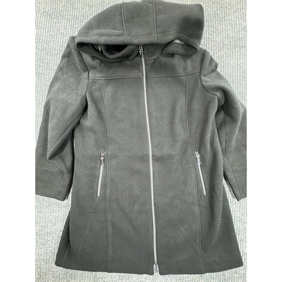 Two by Vince Camuto Coat Womens 2XL Black Hooded Full Zip Long Recycled‎ Fabric - Picture 1 of 10